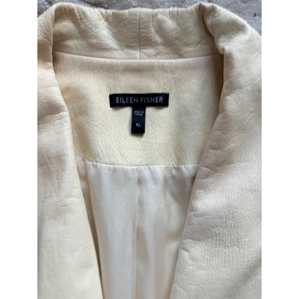 Eileen Fisher Women's Cream Ivory Lambskin Leather Jacket L/XL Vintage Drape - Picture 4 of 9